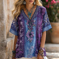 Women's Retro Bohemian Floral Print T-shirt
