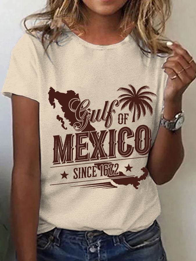 Women's Fashion Gulf of Mexico Printed Casual T-Shirt