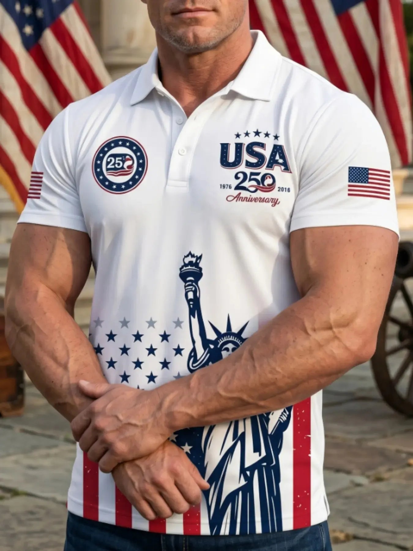 Men's 250th Anniversary American Flag Polo Shirt