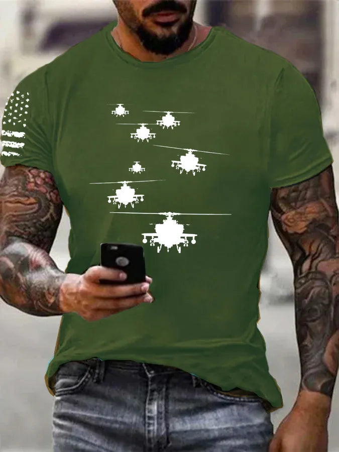 Apachen AH-64 Kampfhubschrauber Pattern 100% Cotton T-Shirt