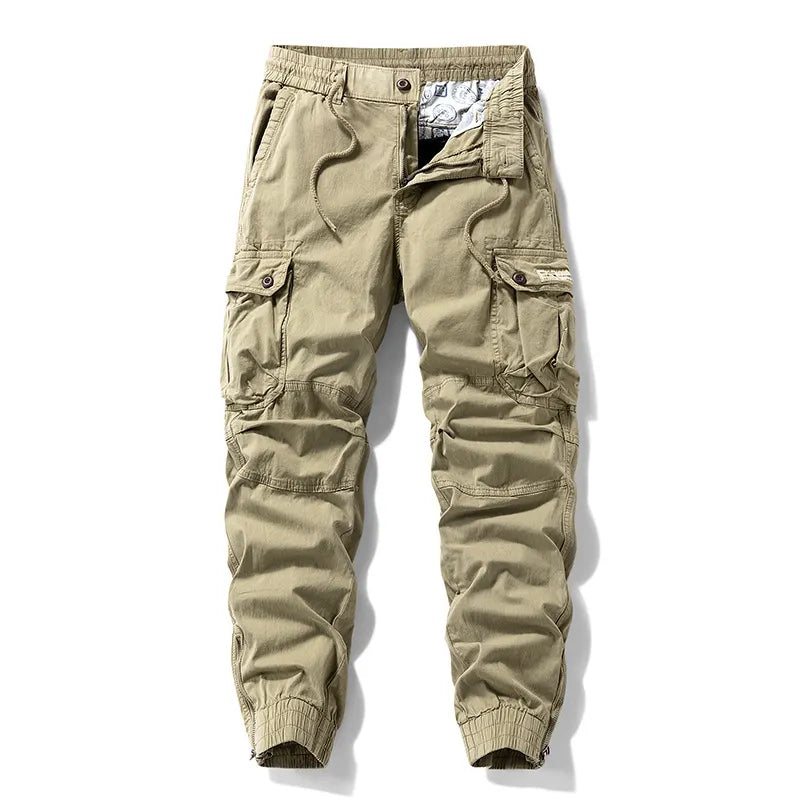 Men's Pants - Versatile Functional Cargo Pants for Men, Drawstring Cuffs, Multiple Pockets, Retro Outdoor Casual Style