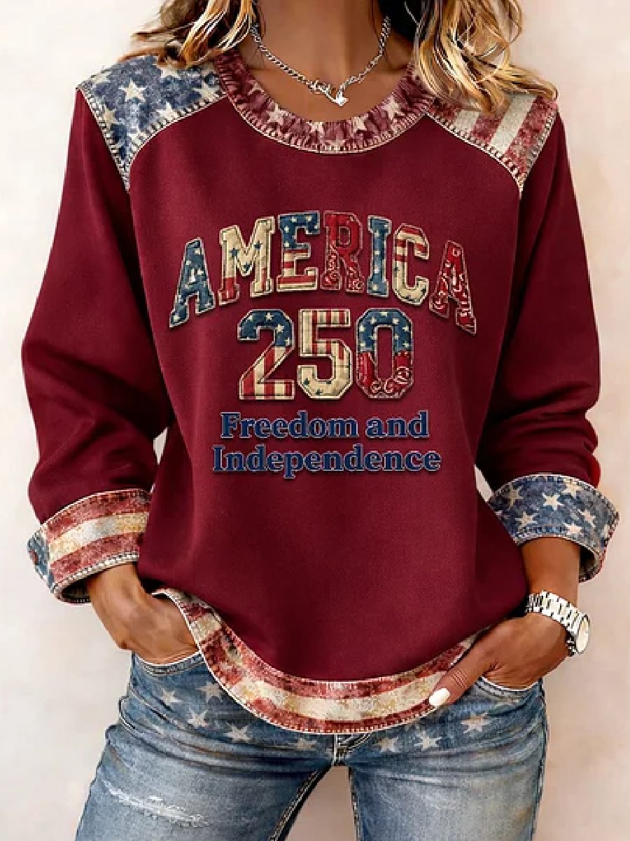 Women's casual hoodie with American 250th anniversary print
