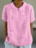 Women's Breast Cancer Awareness Print Casual Shirt