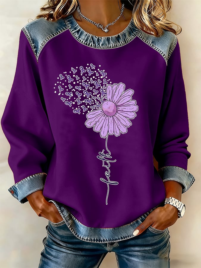 Women's Alzheimer's Purple Art Design Print Top