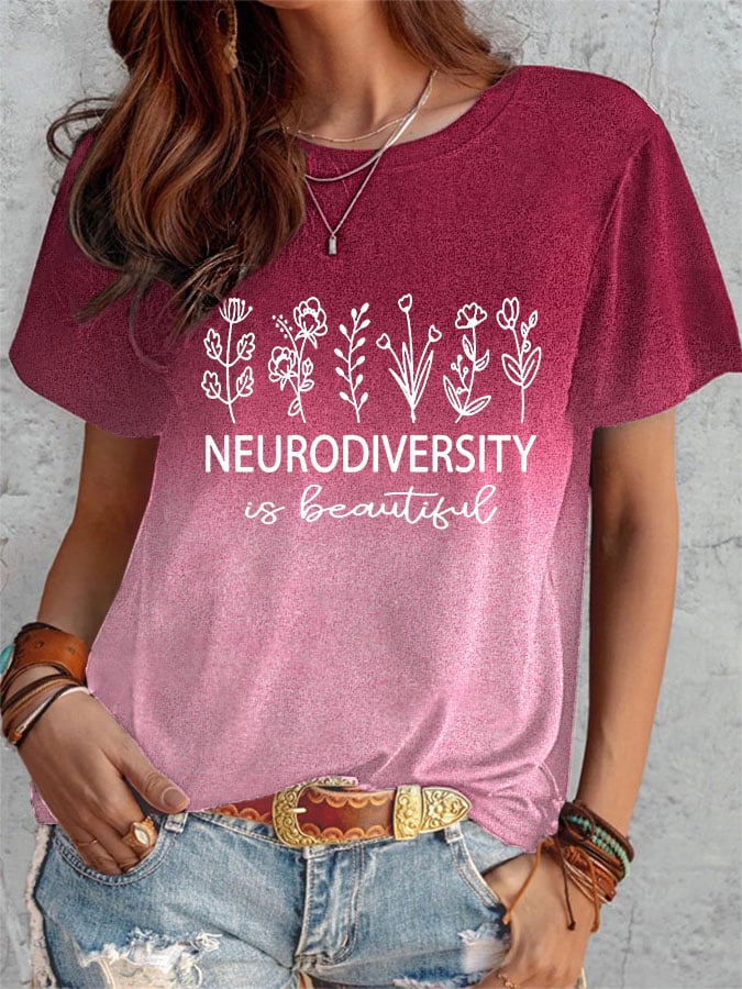 Women's Neurodiversity Autism Awareness Tie Dye Print T-Shirt