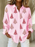 Women's Christmas Cross Casual Collared Knit Cardigan
