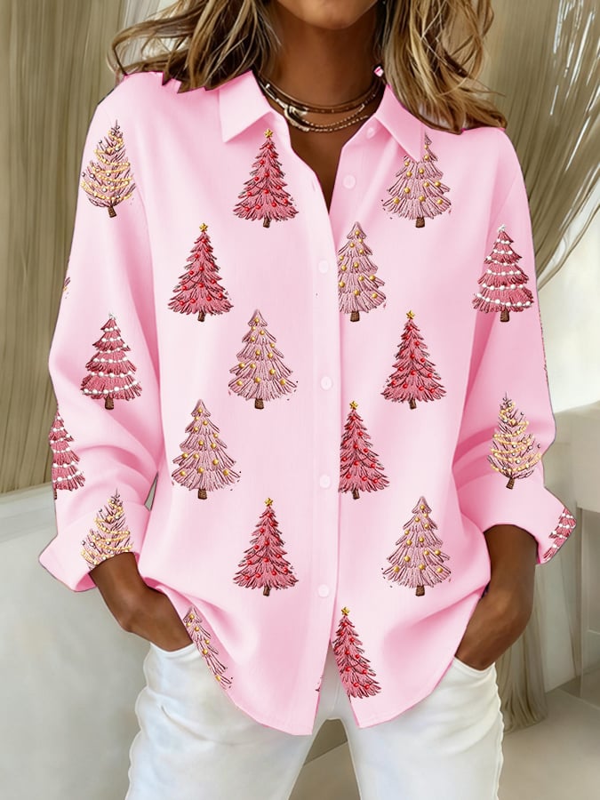 Women's Christmas Cross Casual Collared Knit Cardigan