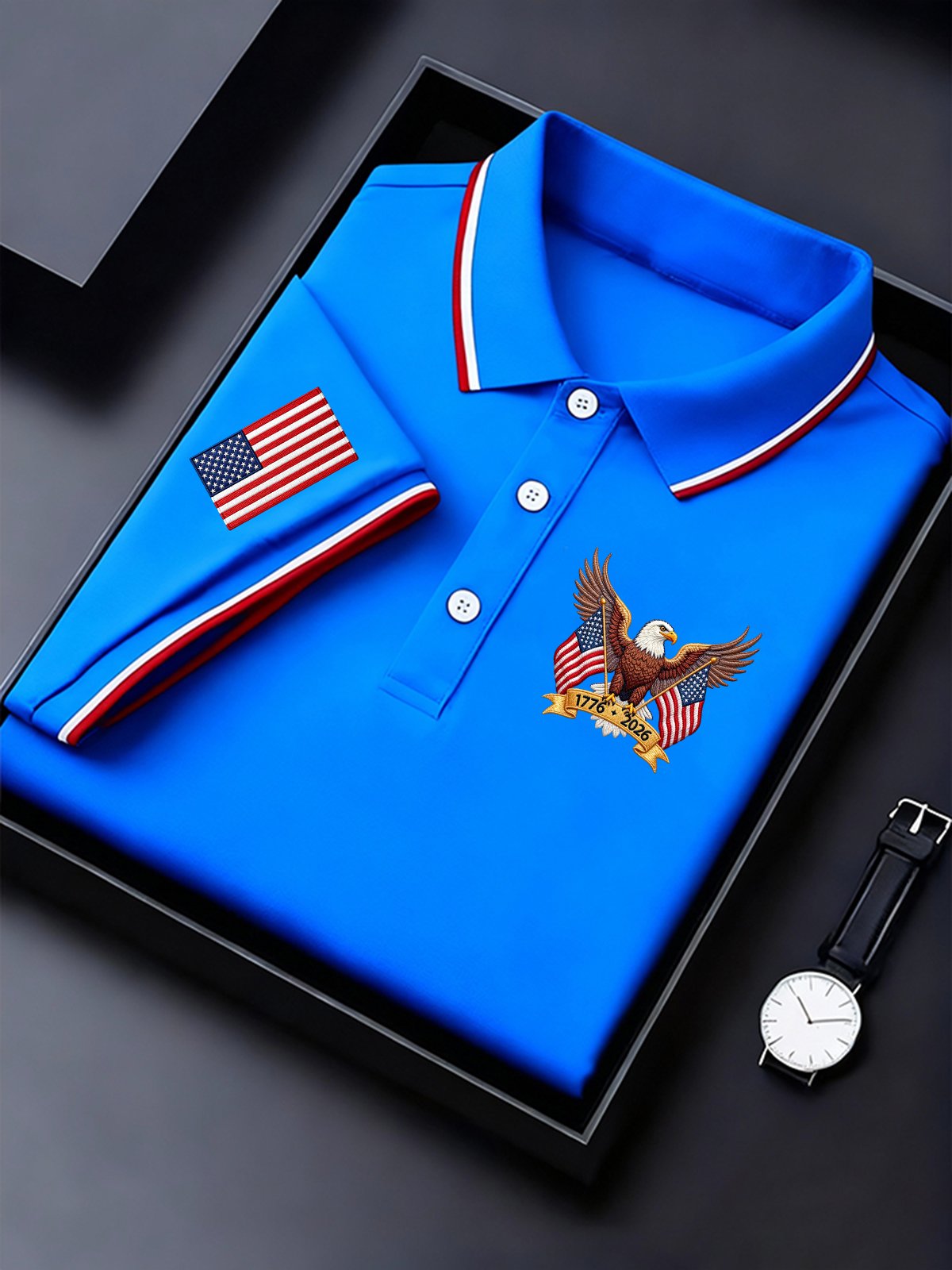 Men's Vintage America 250th Anniversary Print Polo Shirt
