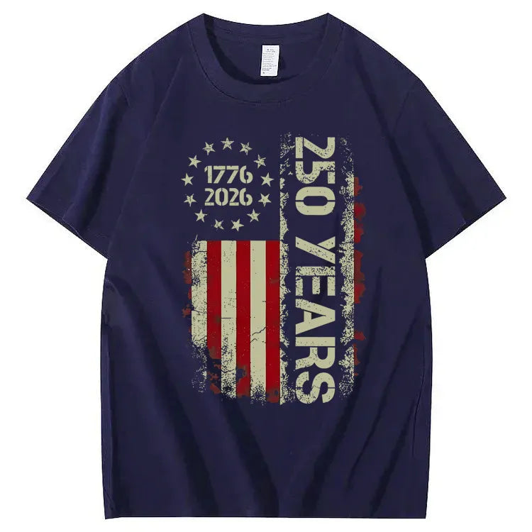 250 Years Anniversary USA Shirts Mens 250th American Flag 100% Cotton T-Shirt
