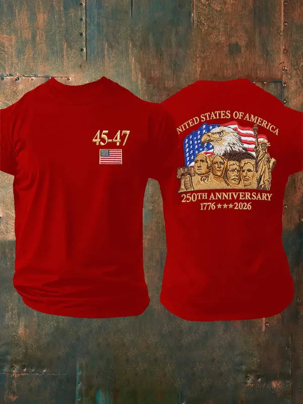 45-47 250th Anniversary 1776-2026 Pattern 100% Cotton T-Shirt