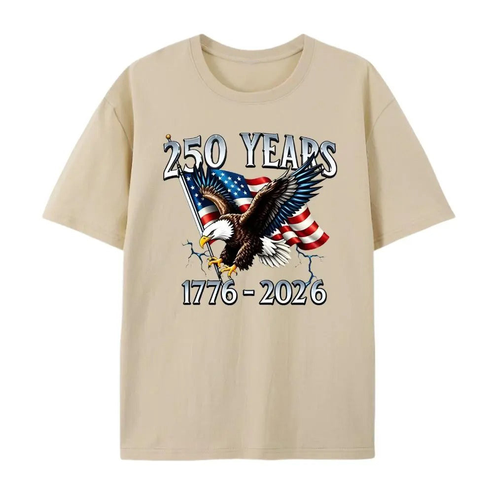 250 Years 1776- 2026 United States Flag 100% Cotton T-Shirt