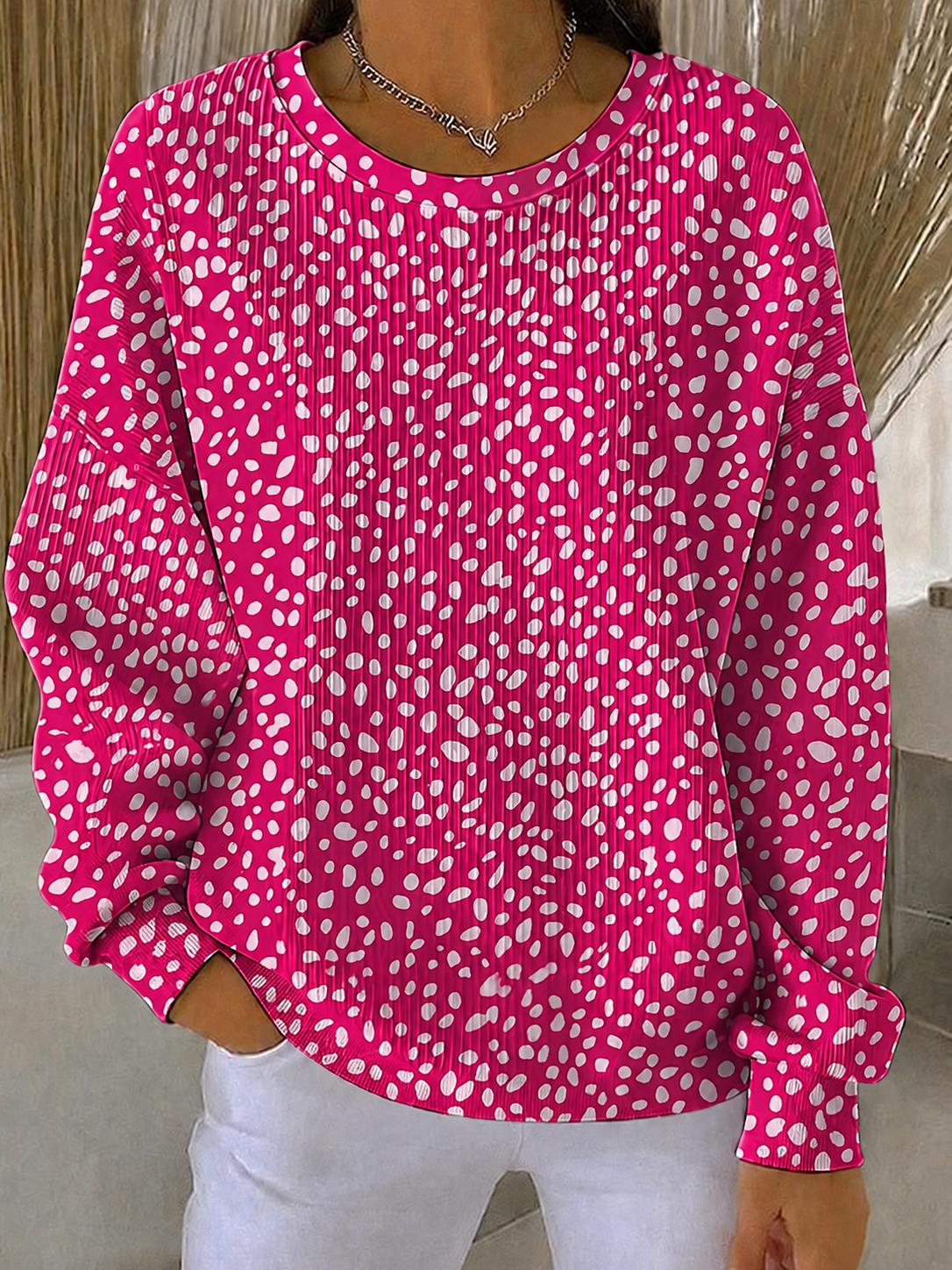 Women'S Breast Cancer Promotional Print Casual Waffle Sweatshirt