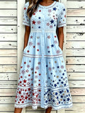 Women'S Casual American Independence Day Print Art Casual Dress