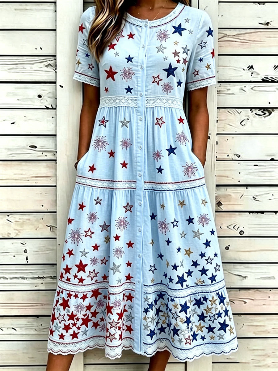 Women'S Casual American Independence Day Print Art Casual Dress