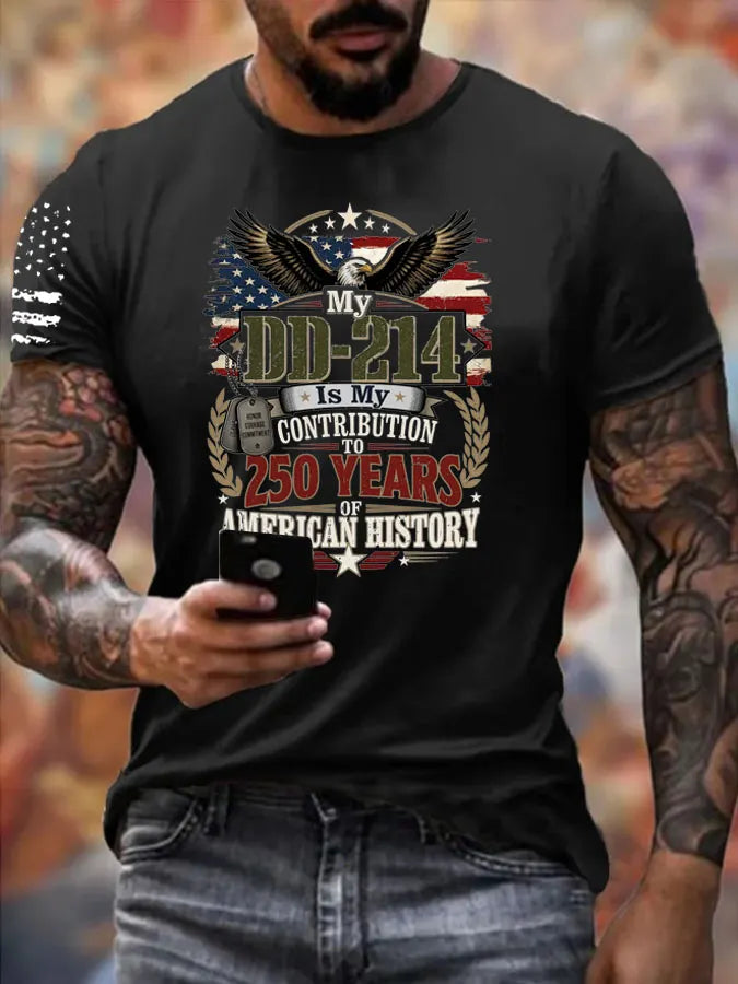 DD214 Is My Contribution To 250 Years Of American History Pattern 100% Cotton T-Shirt