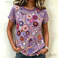 Vintage Pansy Wildflower Embroidery Art Washed T Shirt