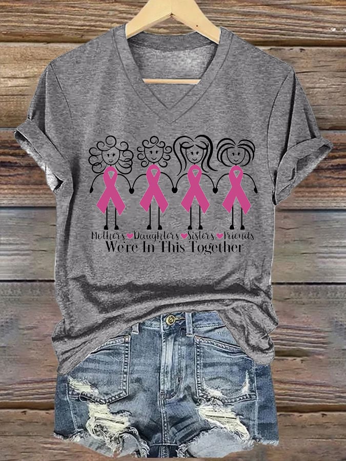Women'S Breast Cancer Mothers, Daughters, Sisters, Friends Are Involved Printed T-Shirt
