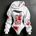 Women's Halloween It's Not My Blood Print Hoodie Two Piece Set