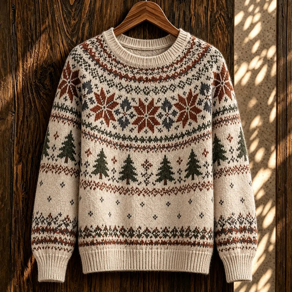 Women's Nordic Christmas Tree & Snowflake Pattern Knit Sweater