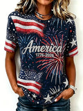 Women'S Casual Retro Lace Flag T-Shirt