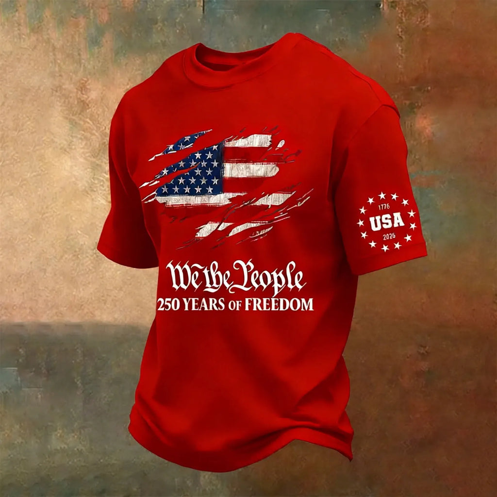 250th Anniversary We The People 250 Years Of Freedom Pattern 100% Cotton T-Shirt