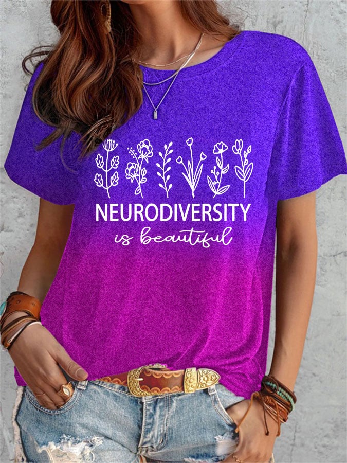 Women's Neurodiversity Autism Awareness Tie Dye Print T-Shirt