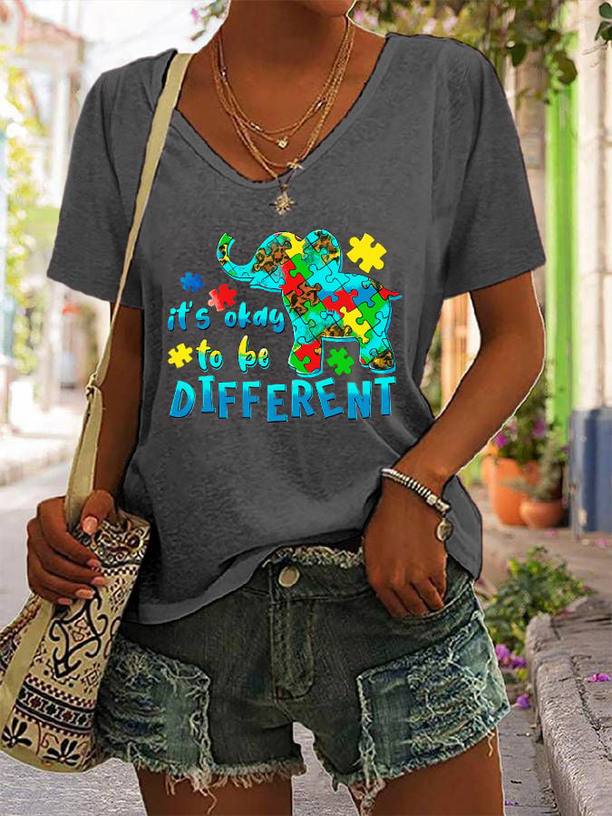 Women's It's Ok To Be Different V-Neck T-Shirt