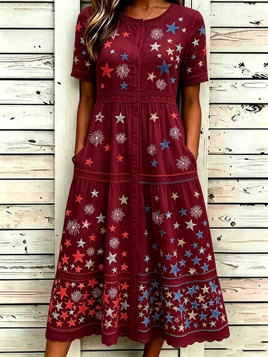 Women'S Casual American Independence Day Print Art Casual Dress