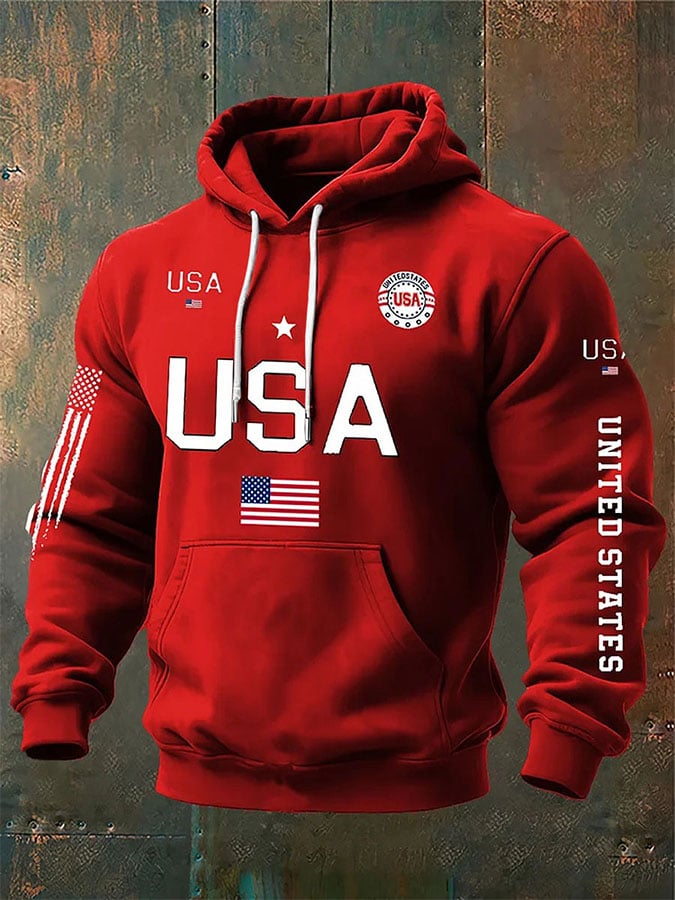 Men's Casual Printed Hooded Sweatshirt