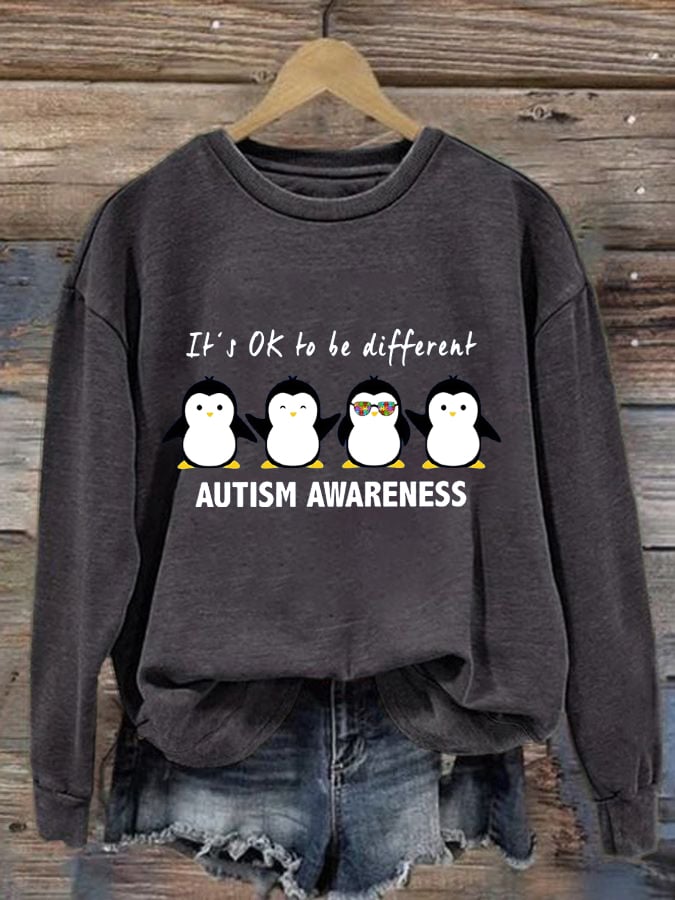 Women's Autism Awareness Print Casual Sweatshirt