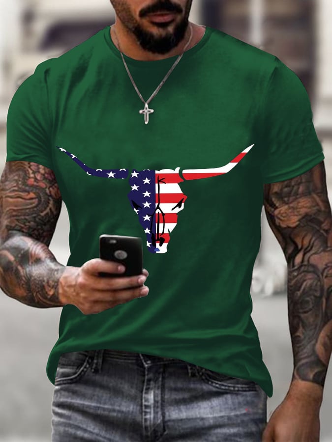 Men's American Flag Independence Day Design Casual T-Shirt