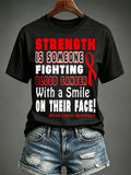 Women'S Blood Cancer Red Ribbon Health Awareness Round Neck T-Shirt