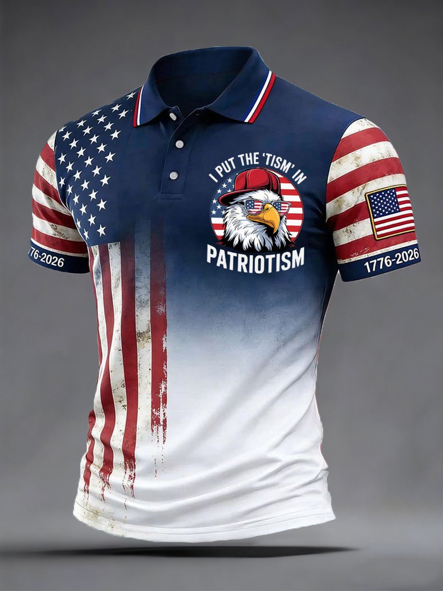Men's 250th Anniversary Independence Day Art Print Casual Polo