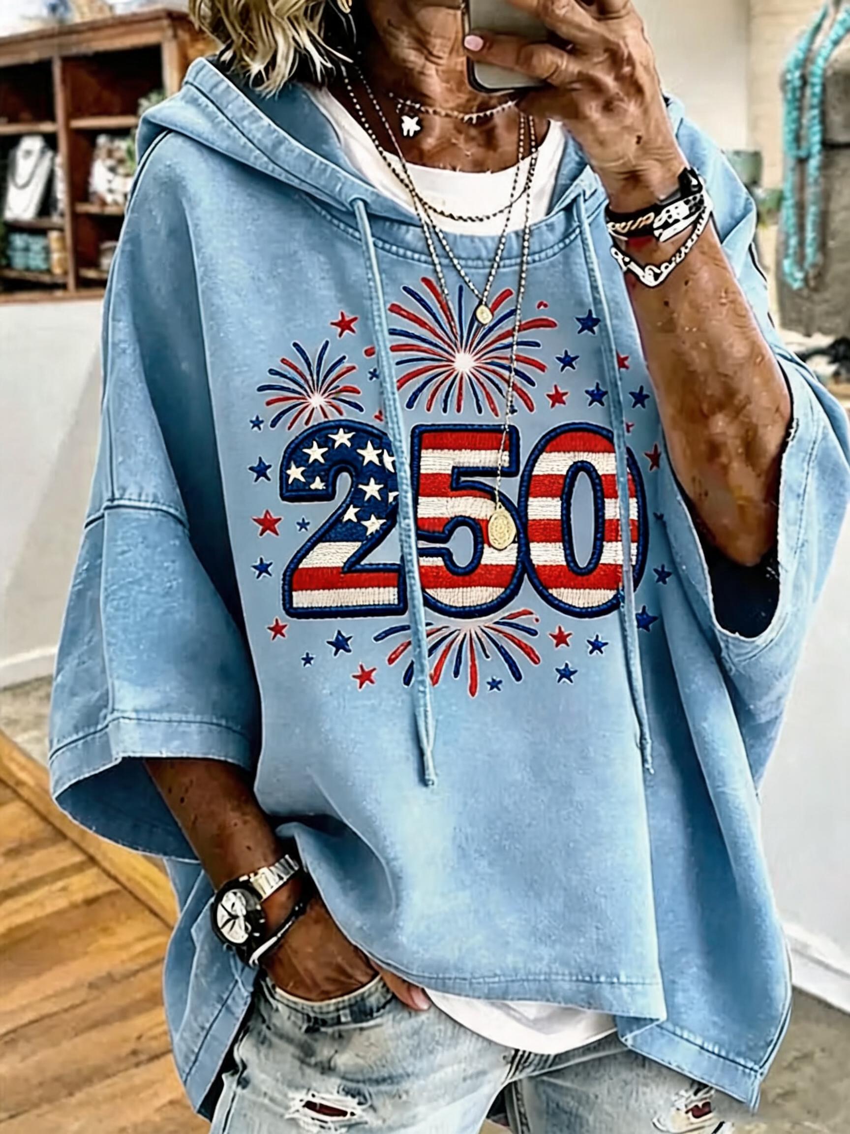 250th Anniversary Of Patriotism Fireworks Oversized Hoodie