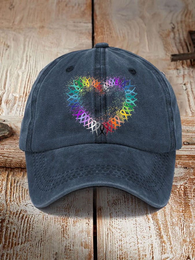 All Cancer Awareness Heart Ribbon Hat
