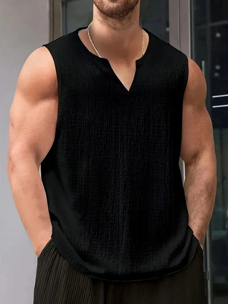 Men's Basic, Comfortable, Breathable, and Cooling Cotton-Linen Tank Top