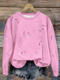 Women's Breast Cancer Awareness Print Long Sleeve Sweatshirt