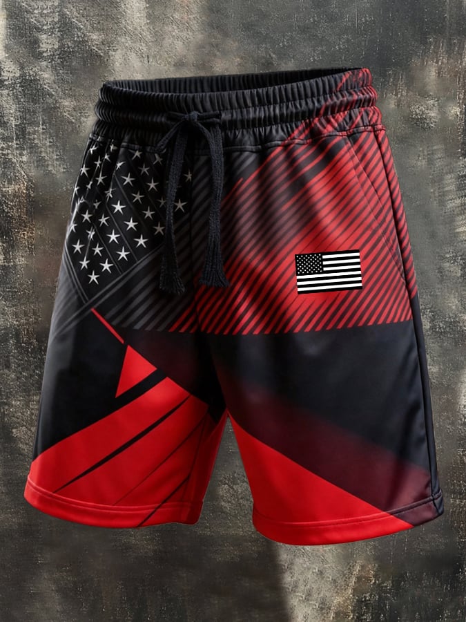 Men's Vintage Patriotic Independence Day Casual Shorts
