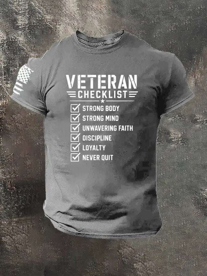 Veteran Checklist  Pattern 100% Cotton T-Shirt