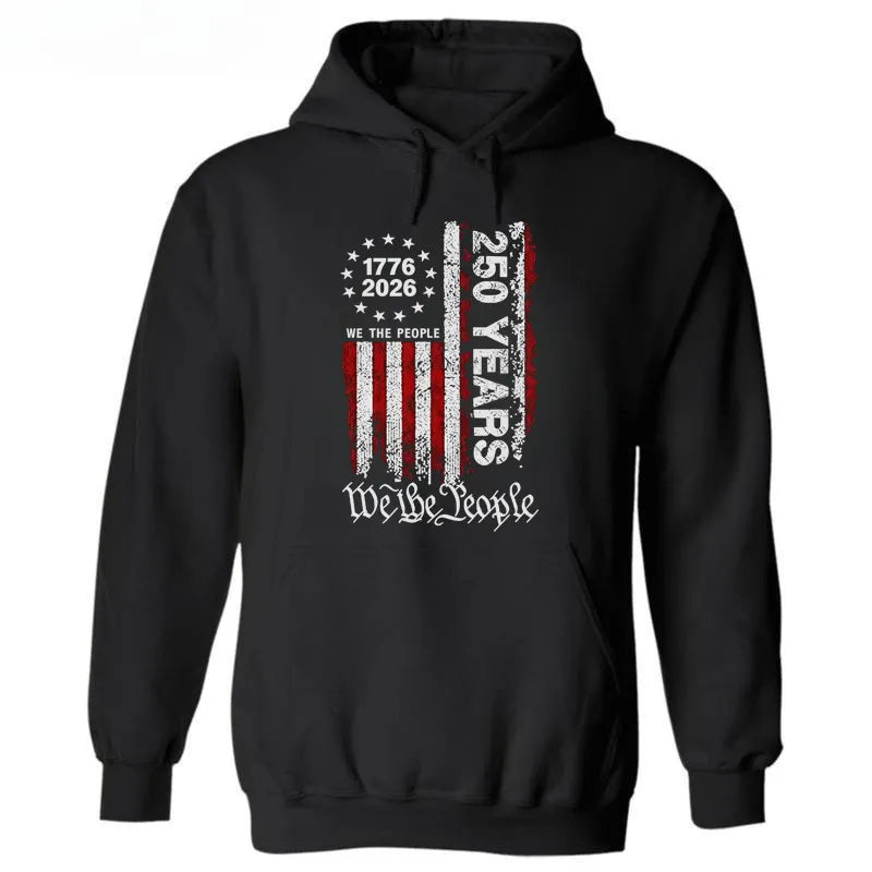 250 Anniversary USA Shirts Mens 250th American Flag Cotton Hooded Sweatshirt