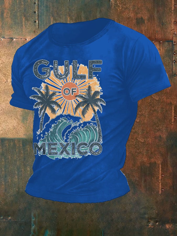 Men'S Retro Gulf Of Mexico Printed Casual Crew Neck T-Shirt