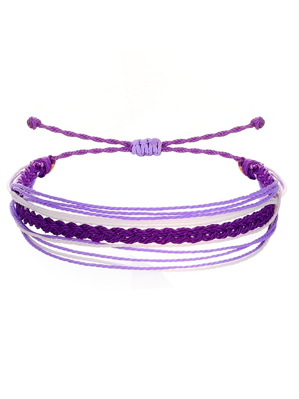 Purple Ribbon String Bracelet