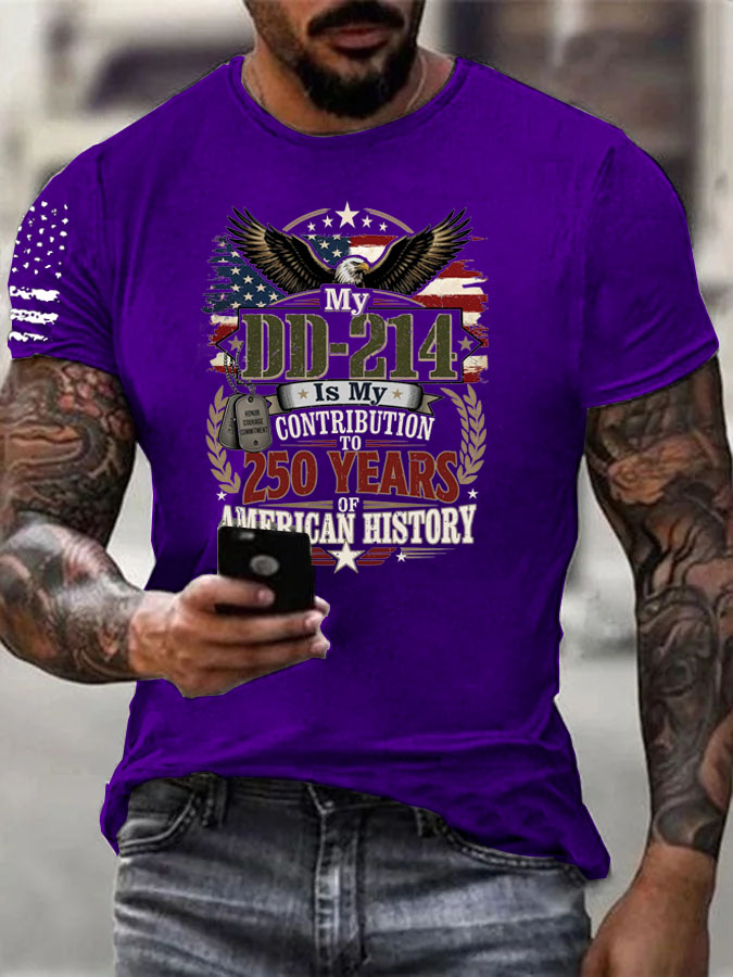 DD214 Is My Contribution To 250 Years Of American History Pattern 100% Cotton T-Shirt