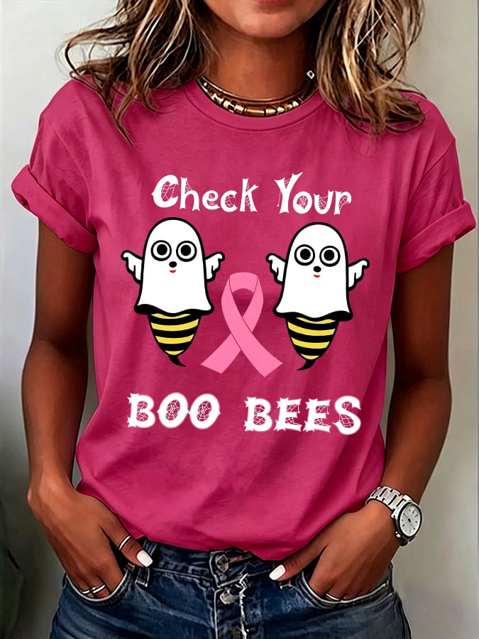 Women's Casual Breast Cancer Awareness Print Top