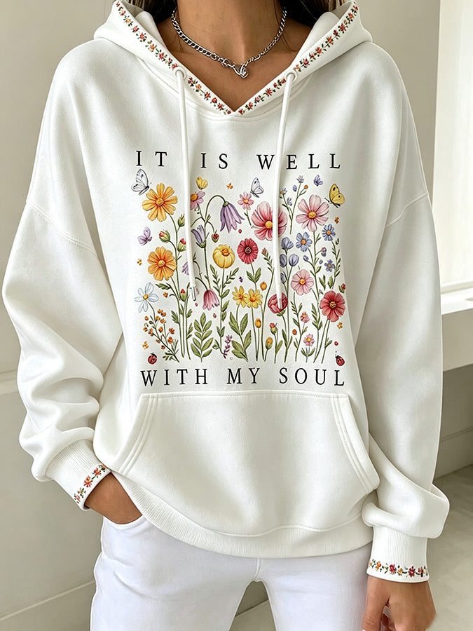 Women'S Casual Floral Faith Hoodie