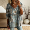 Women's Flowers Love Pattern Art Print Casual Lace-up Top