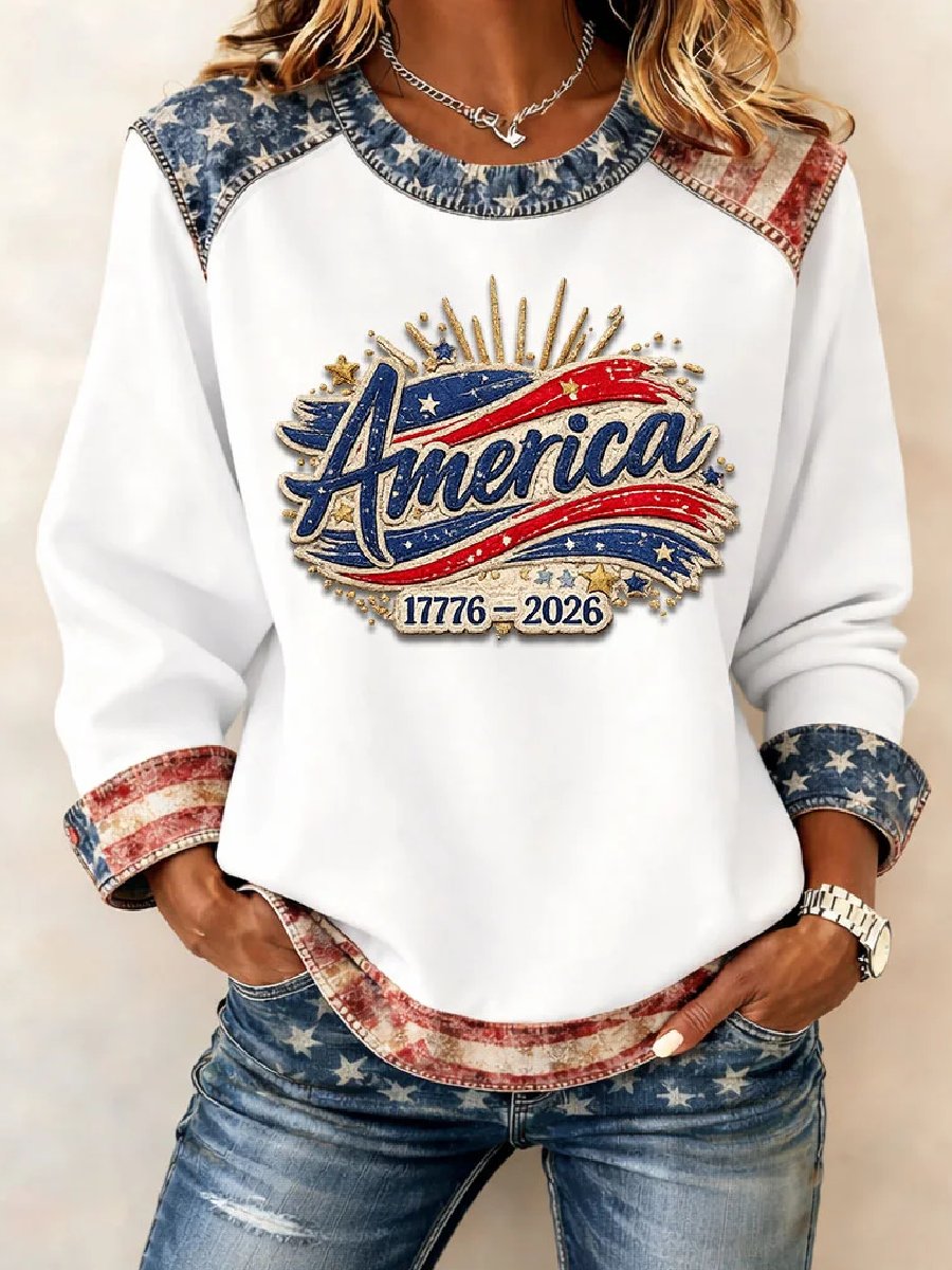 Women's casual hoodie with American 250th anniversary print
