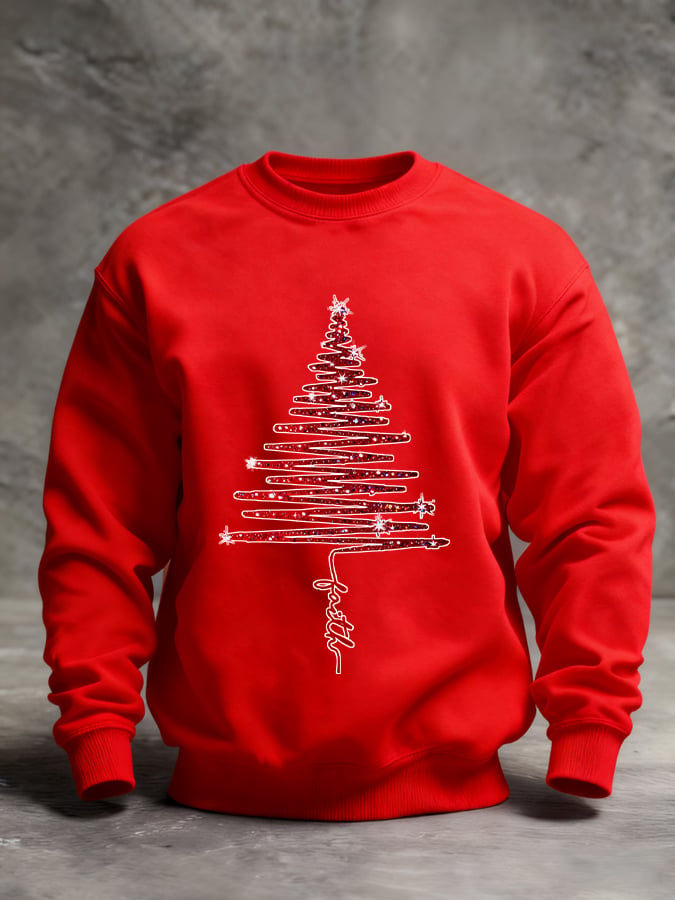 Men's Christmas Tree Print Pullover Sweatshirt