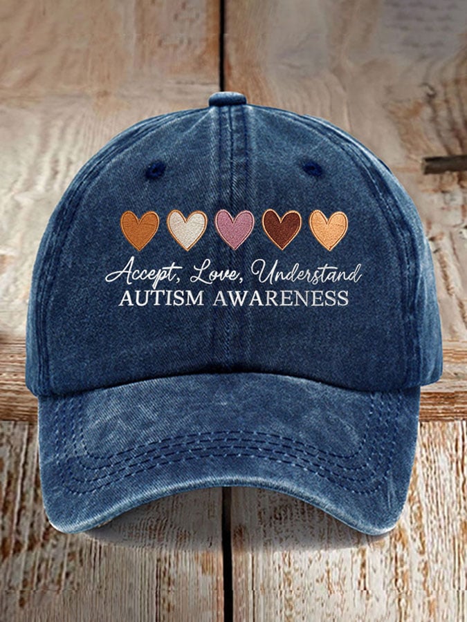 Unisex Accept Love Understand Autism Awareness Print Baseball Cap