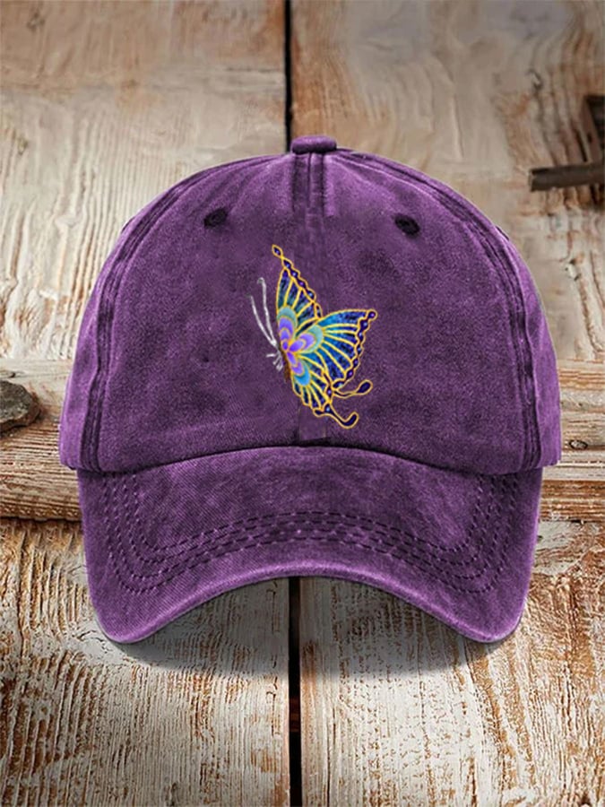 Unisex Distressed Washed Cotton Alzheimer's Awareness Printed Hat